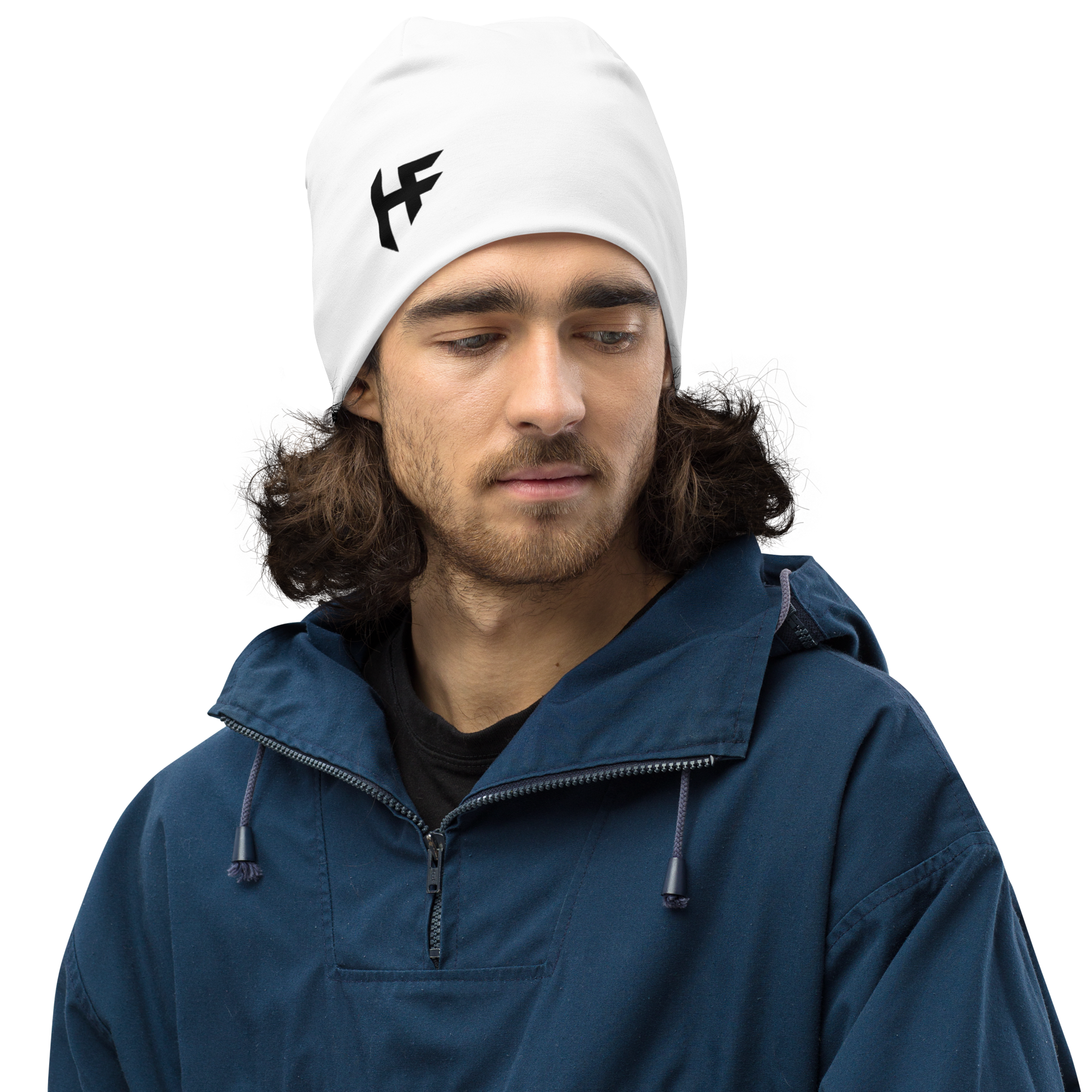 Highly Favored Beanie in White & Black